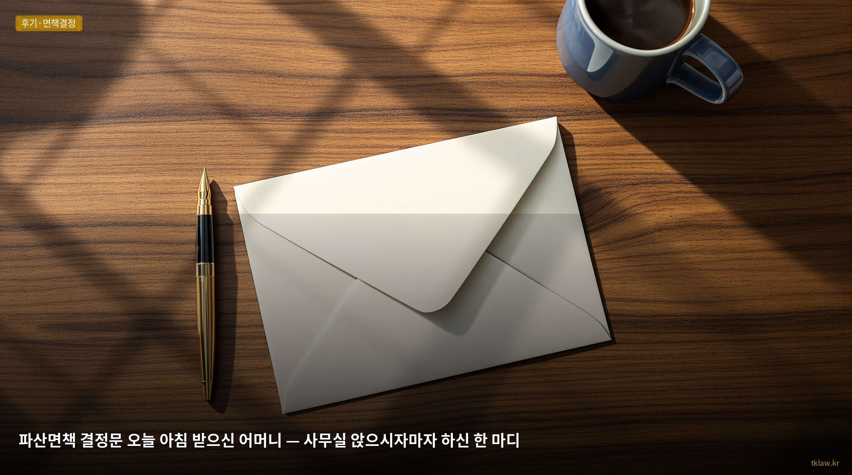 파산면책 결정문 오늘 아침 받으신 어머니 — 사무실 앉으시자마자 하신 한 마디