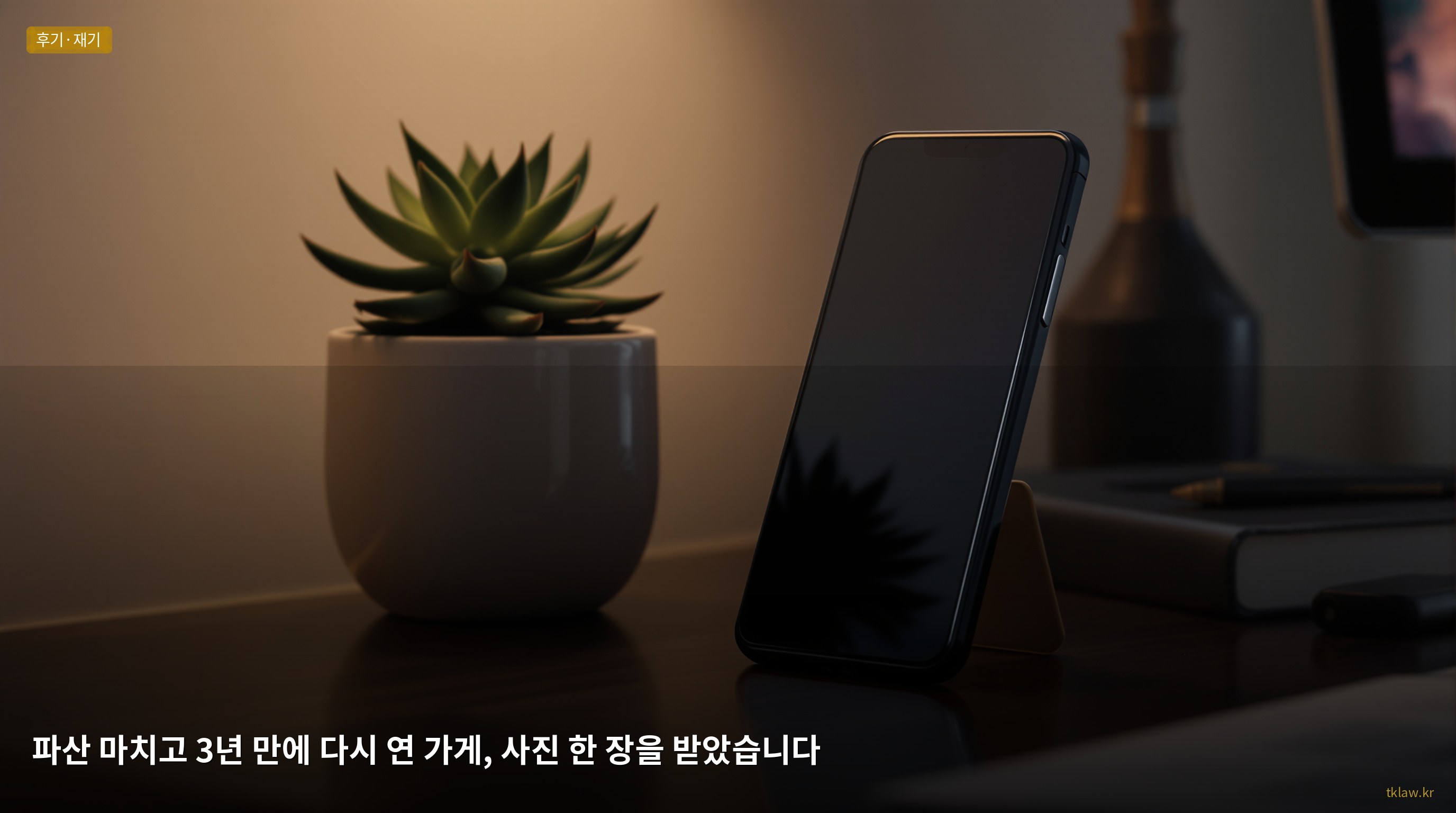 파산 마치고 3년 만에 다시 연 가게, 사진 한 장을 받았습니다